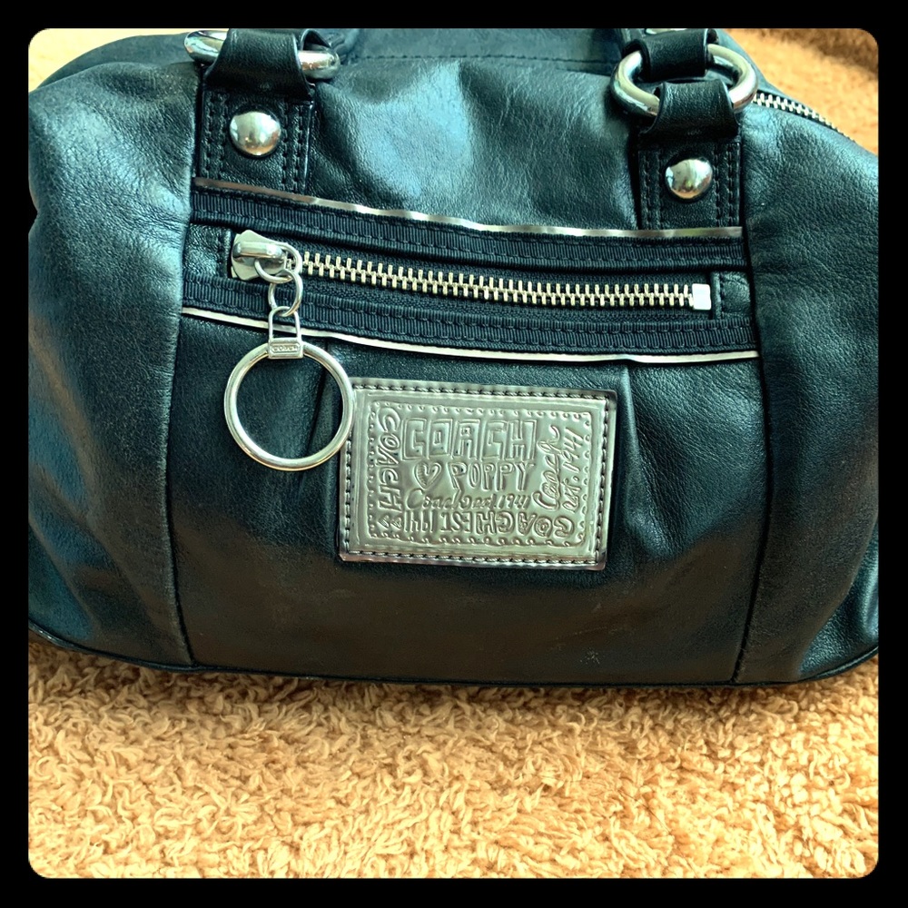 Authentic Coach Poppy Black Leather Duffle Satchel